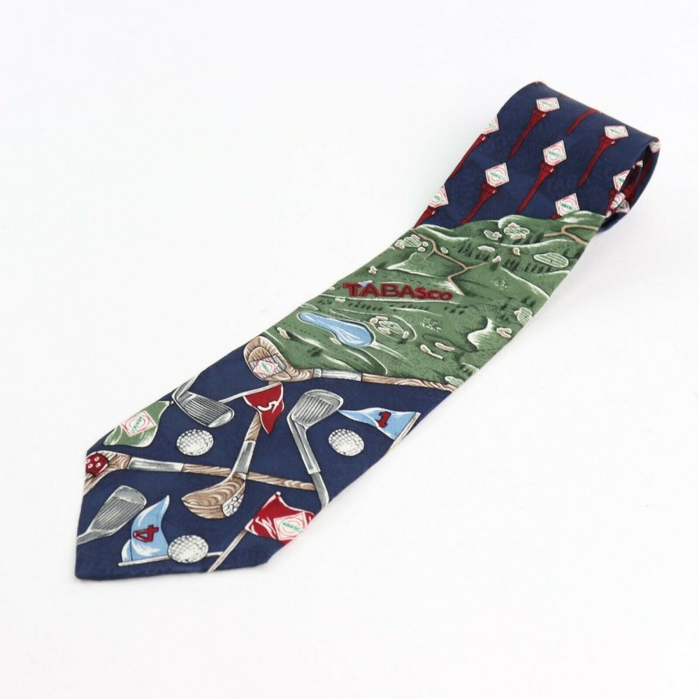 Tabasco Navy Blue and Green Golf Tie
